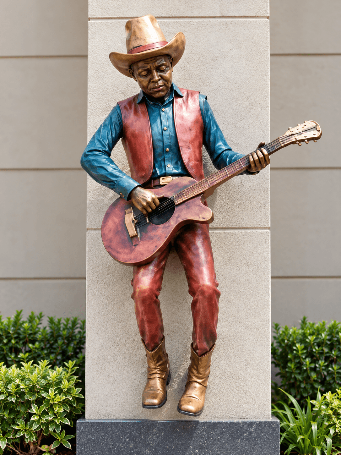 Figurative guitarist sculpture