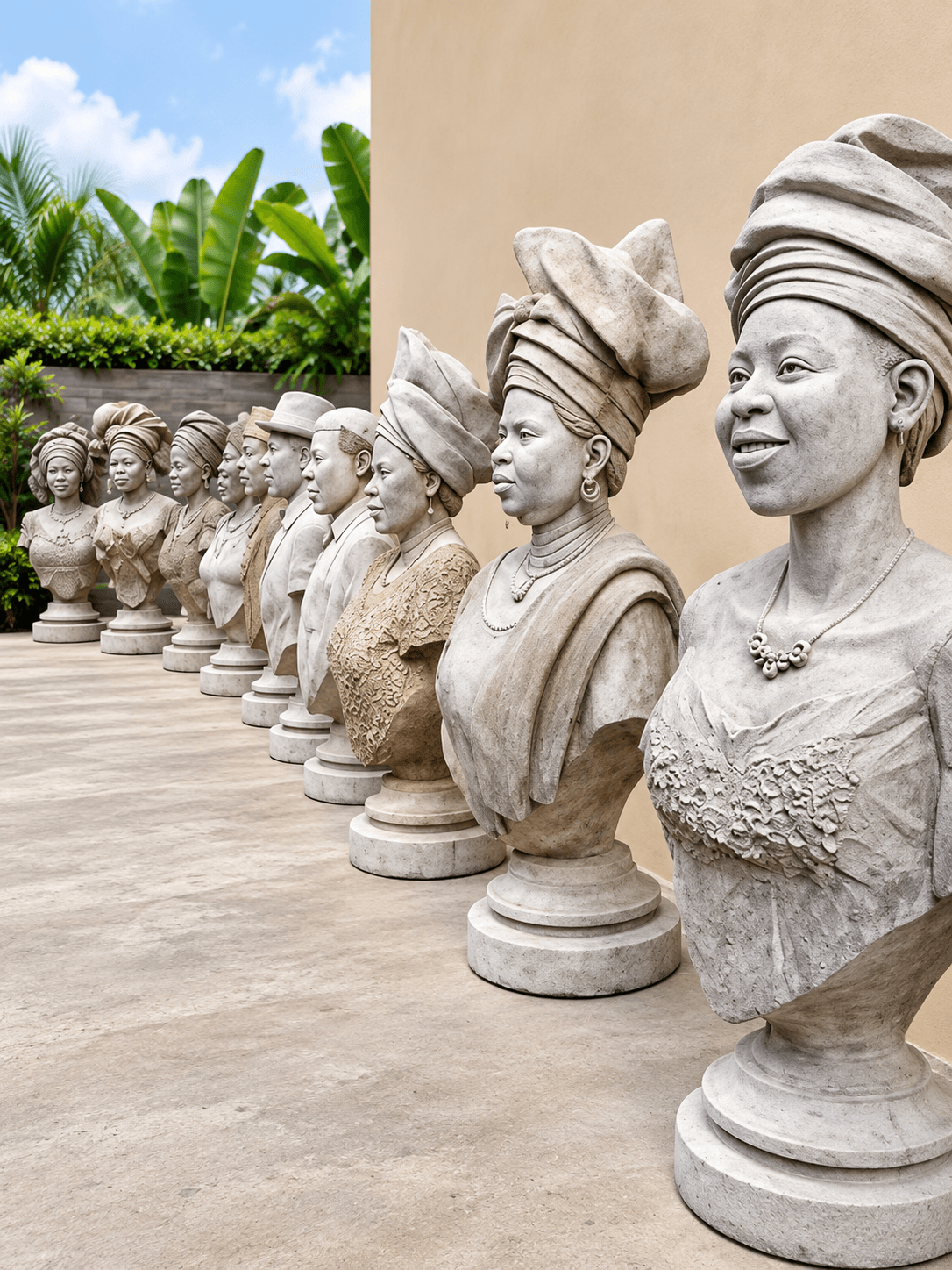 Series of portrait bust sculptures